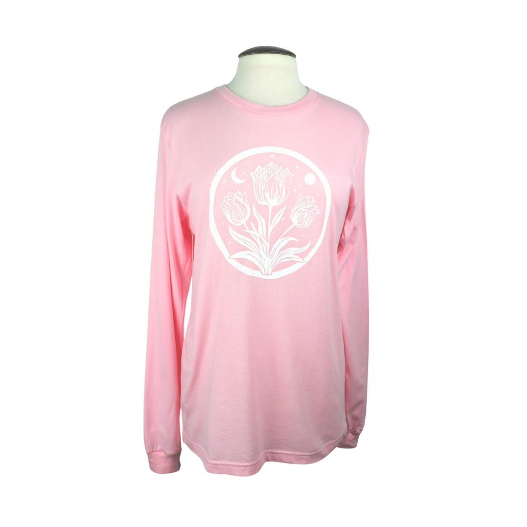 Tulip Moon Unisex Long Sleeve Tee in Pink