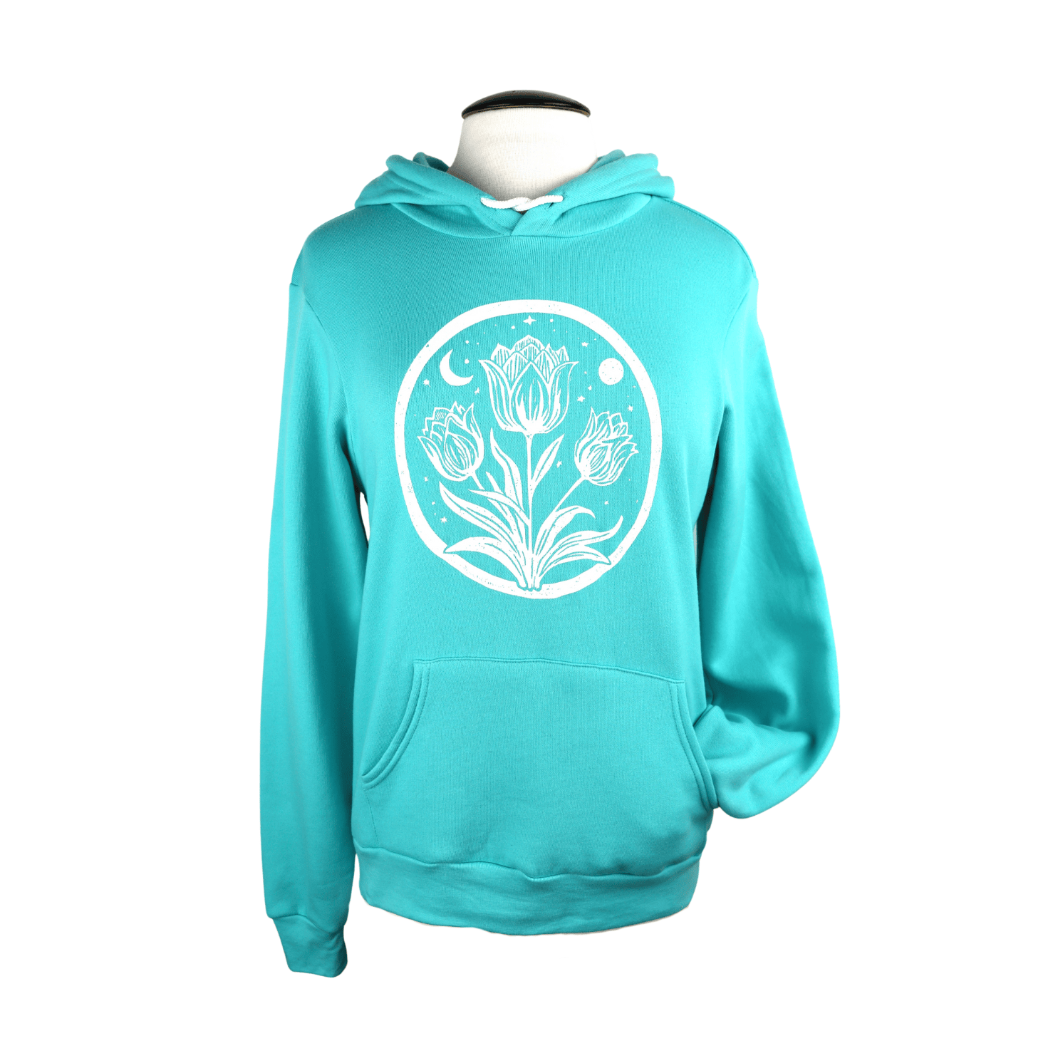 Tulip Moon Unisex Pullover Hoodie in Turquoise