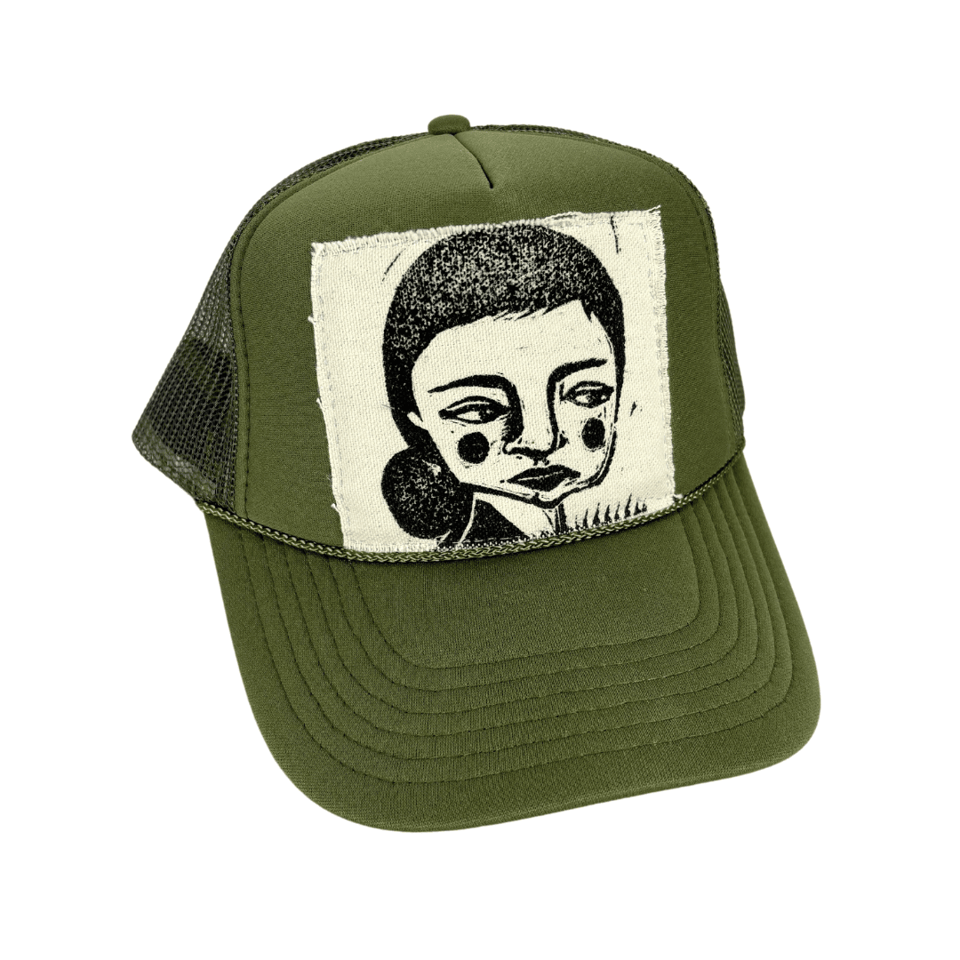 Block Printed Unimpressed Girl Patch Foam Trucker Hat