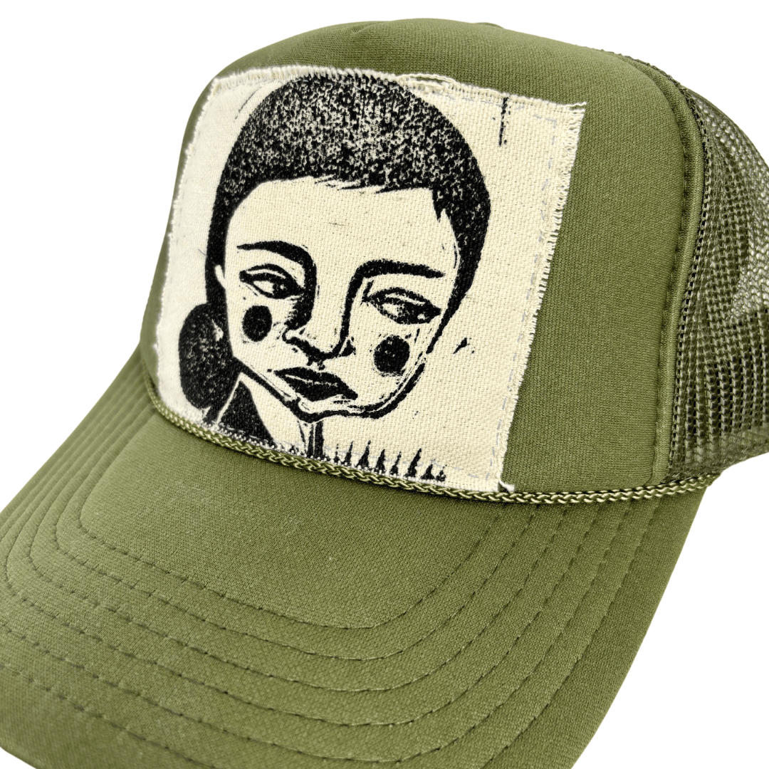 Block Printed Unimpressed Girl Patch Foam Trucker Hat