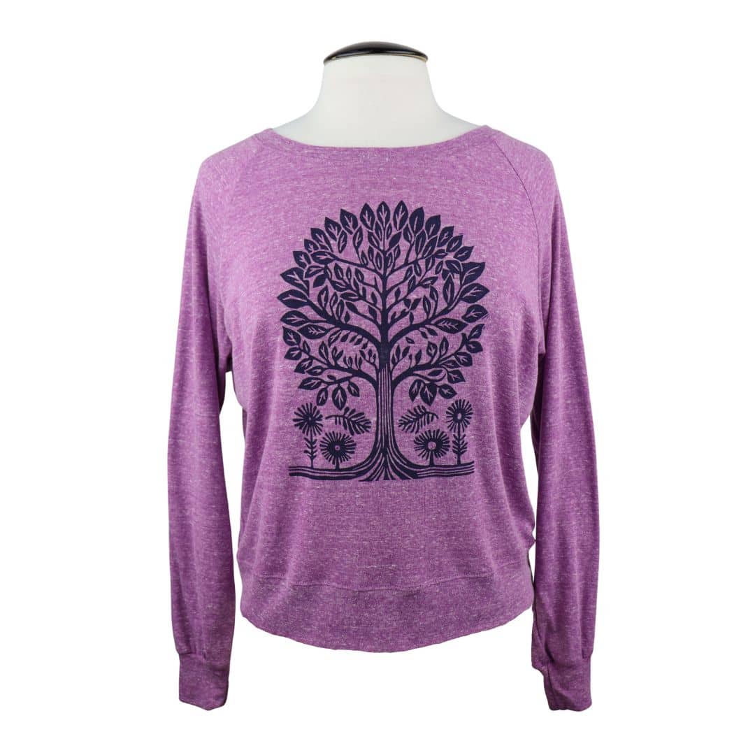 Tree Vol. 2 Feminine Fit Lightweight Raglan Pullover in Heather Lilac