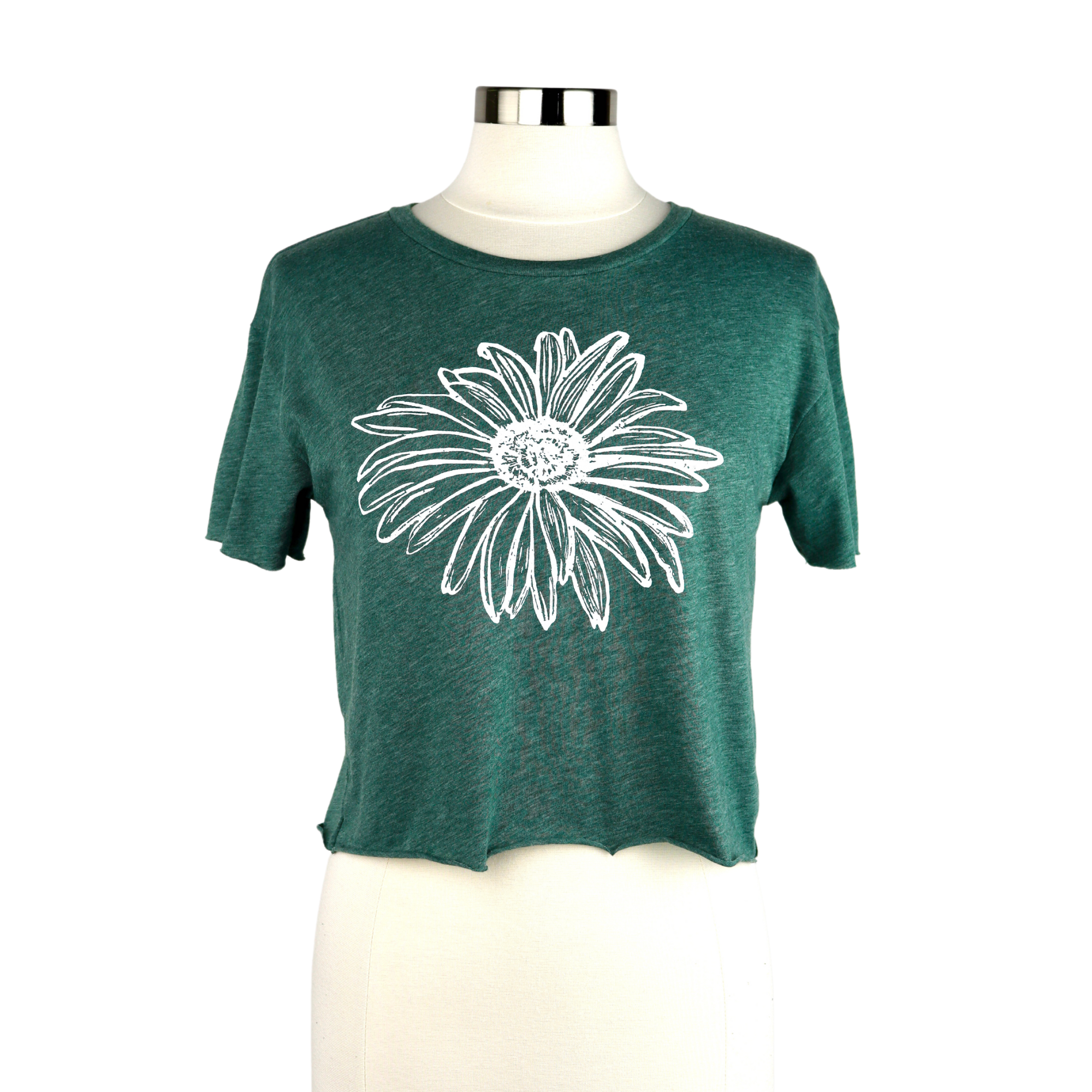 Daisy Feminine Fit Cropped Tee in Pine