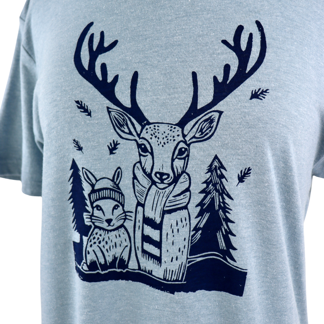 Woodland Animals Unisex Triblend Tee in Light Blue