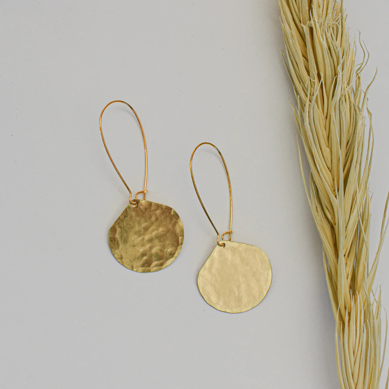 Moon Drop Hammered Metal Earrings