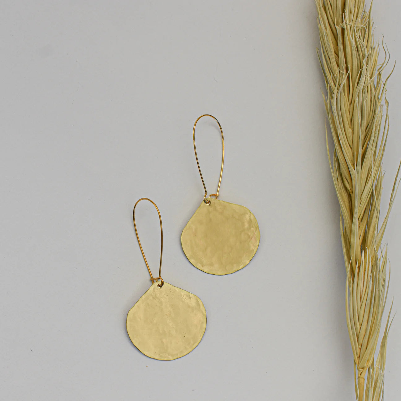 Moon Drop Hammered Metal Earrings