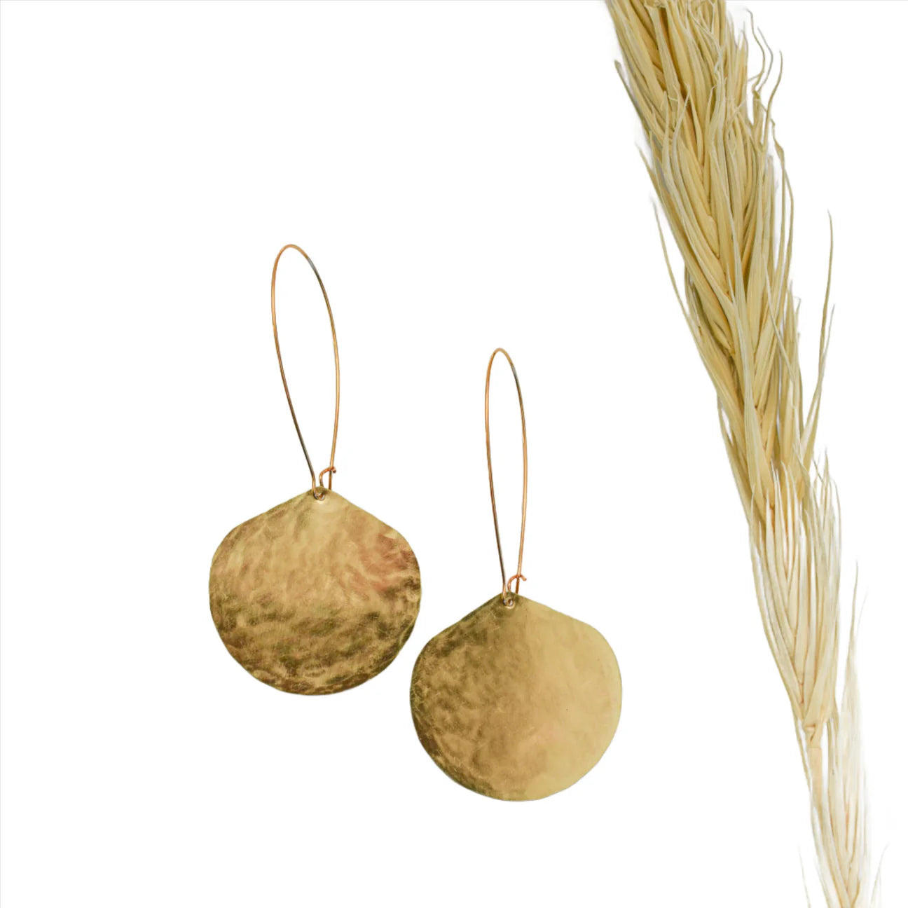 Moon Drop Hammered Metal Earrings