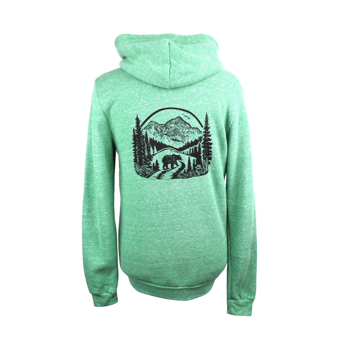 Wilderness Bear Unisex Triblend Zip Hoodie in Heathered Seafoam