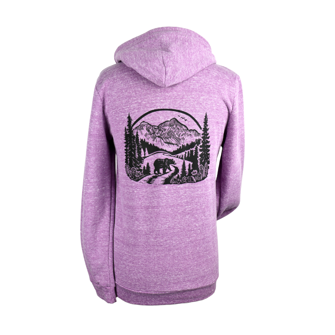 Wilderness Bear Unisex Triblend Zip Hoodie in Heathered Lilac