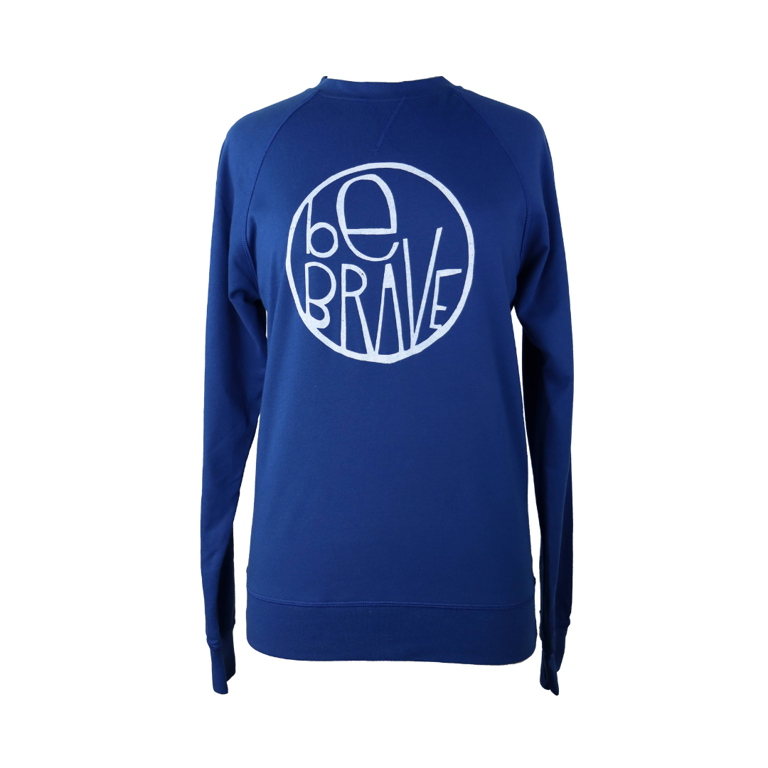 Be Brave Unisex French Terry Crewneck in Sapphire Blue
