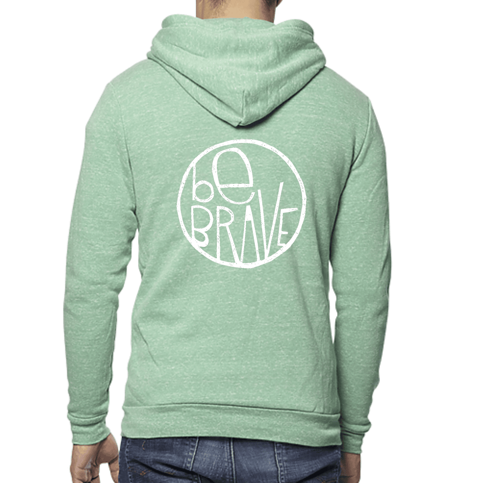 Be Brave Unisex Triblend Zip Hoodie in Spearmint