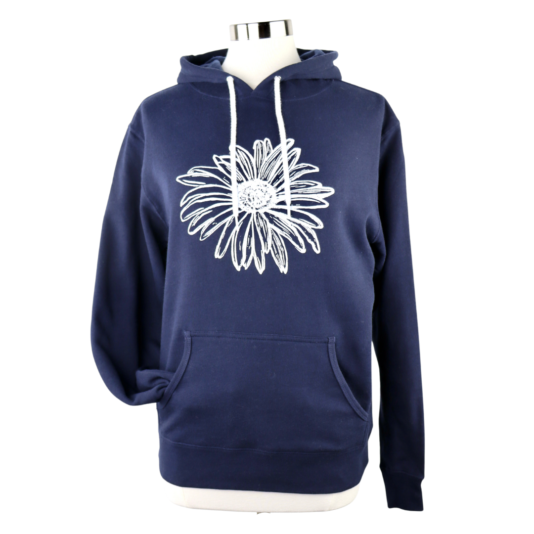 Daisy Unisex Pullover Hoodie in Navy