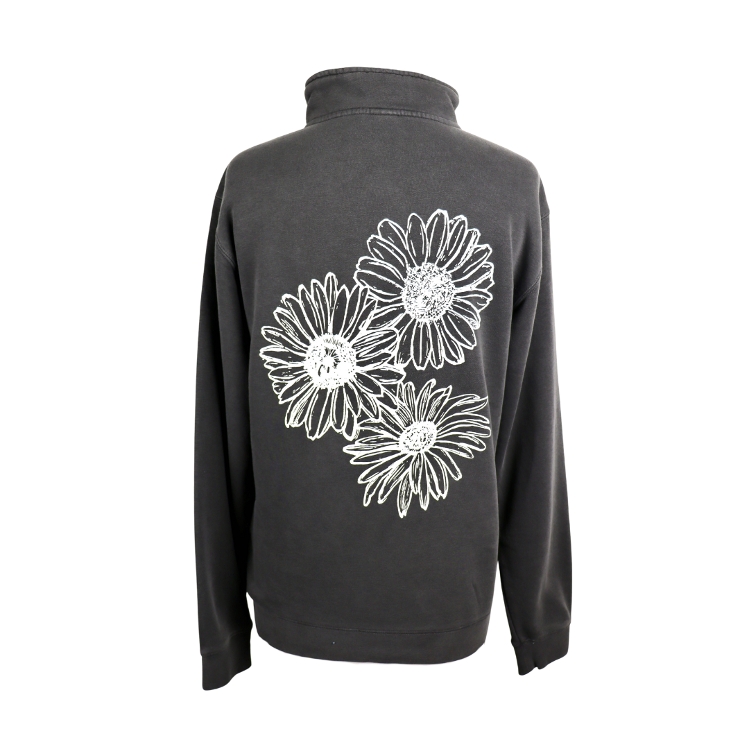 Daisy Unisex Quarter Zip in Washed Charcoal