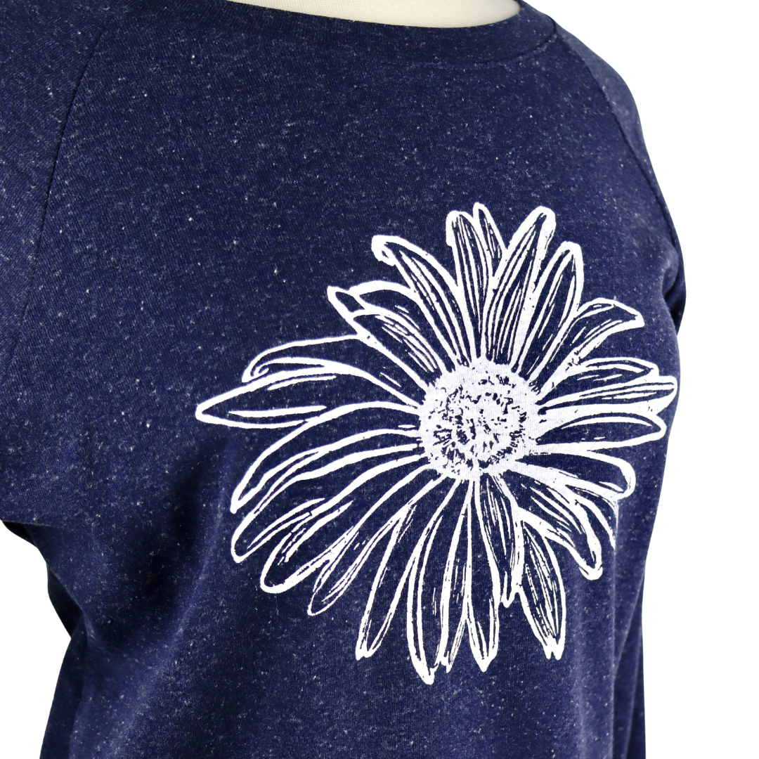 Daisy Feminine Fit Lightweight Raglan Pullover in Heather Navy