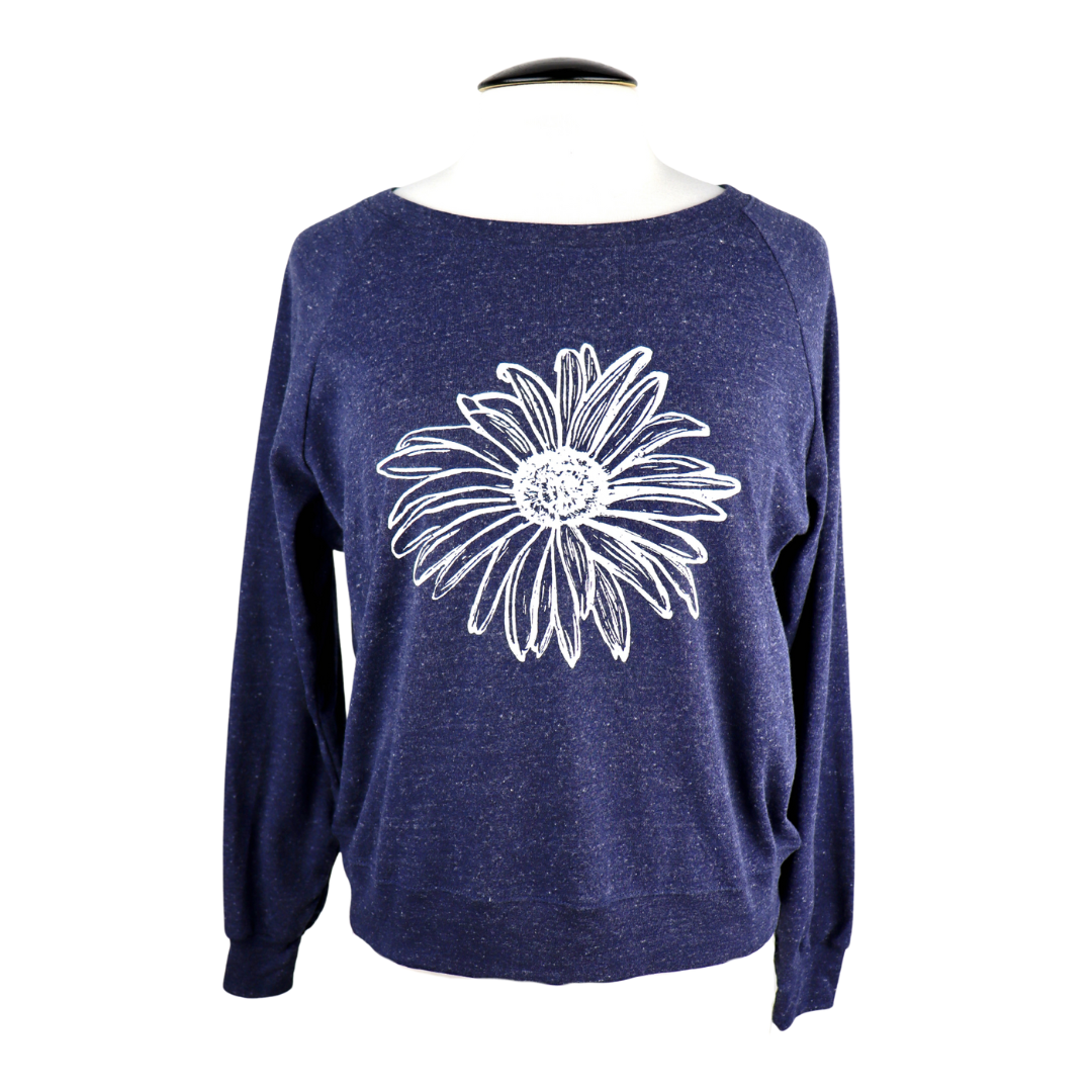Daisy Feminine Fit Lightweight Raglan Pullover in Heather Navy