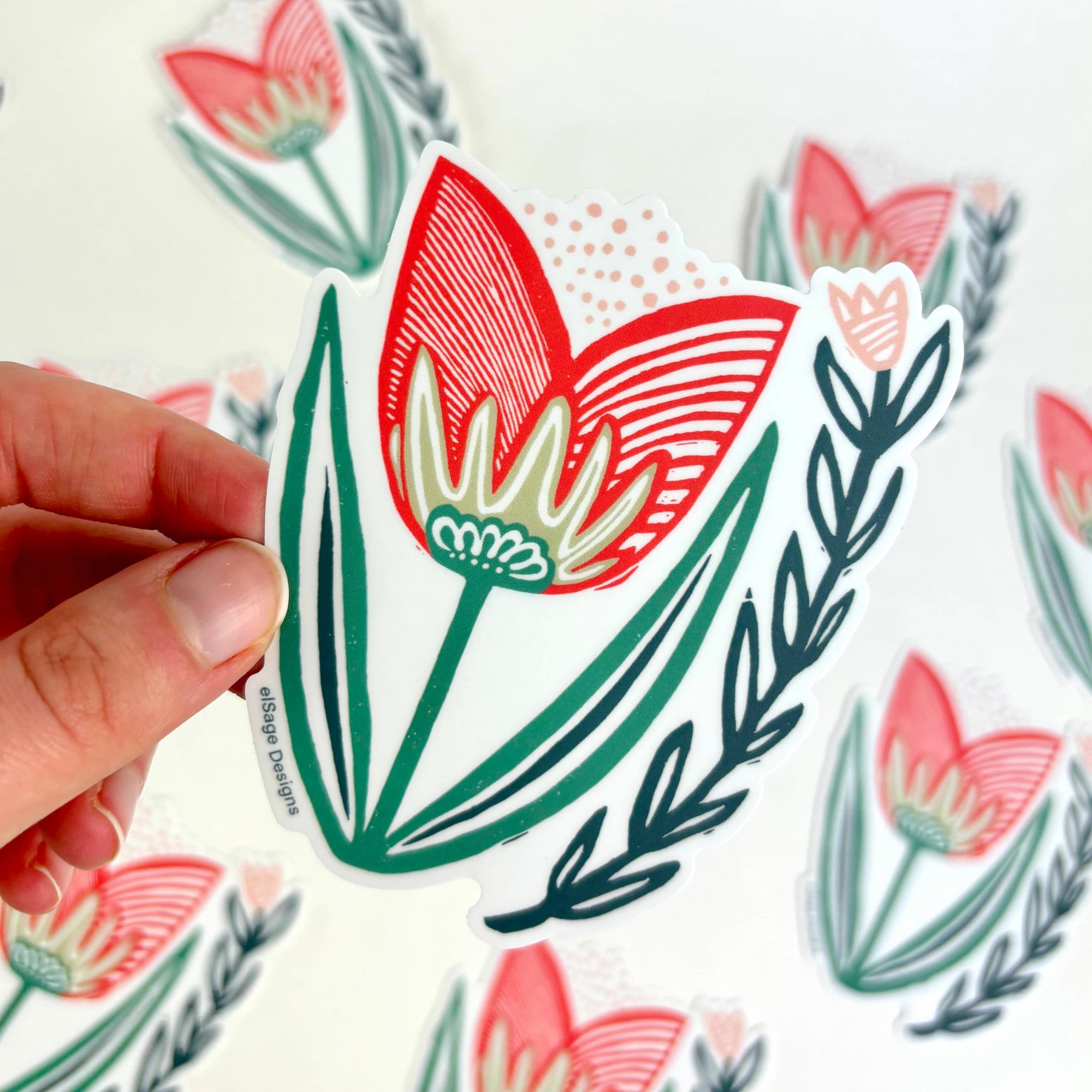 Folksy Tulip Sticker