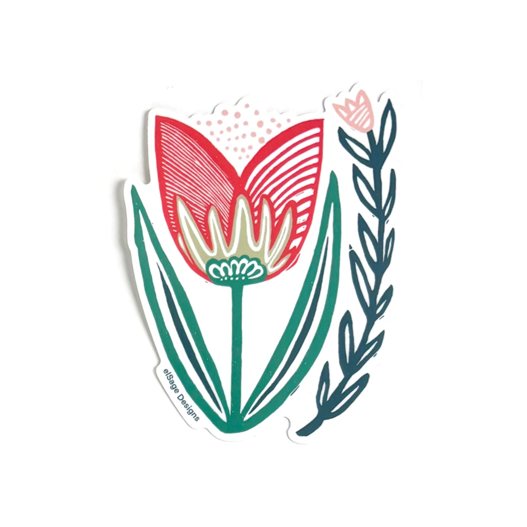 Folksy Tulip Sticker