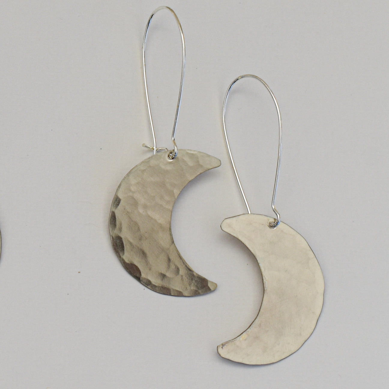 Crescent Moon Hammered Metal Earrings by Cascadia Jewelry