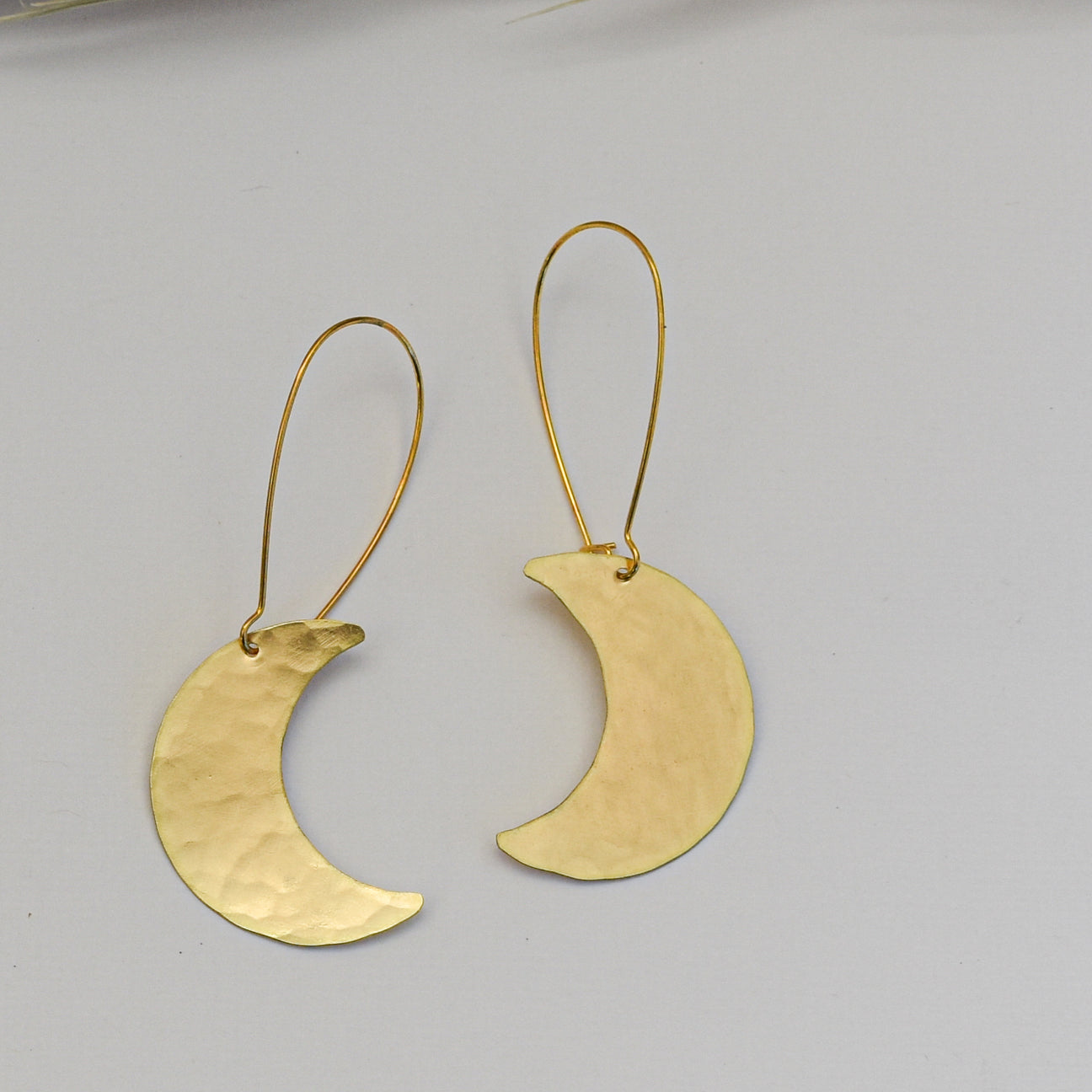 Crescent Moon Hammered Metal Earrings