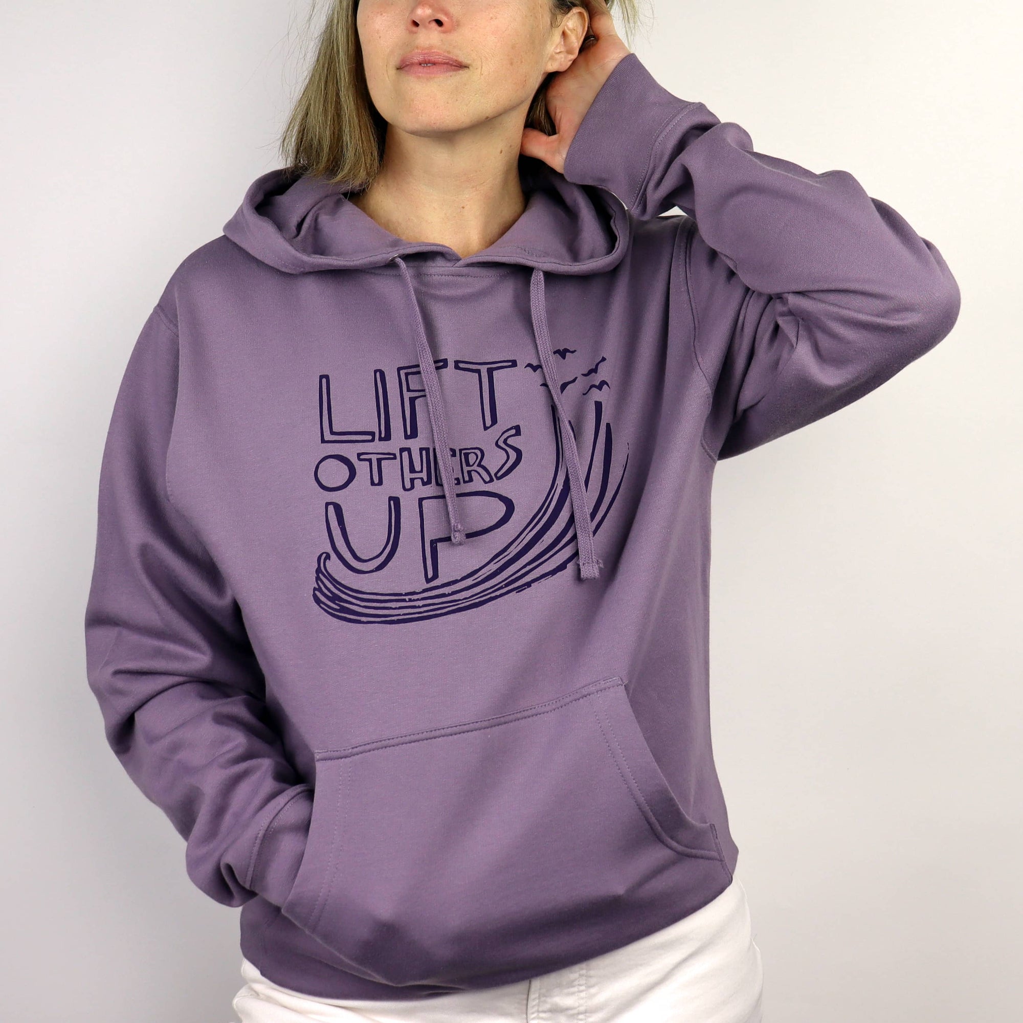 Lift Others Up Unisex Midweight Pullover Hoodie in Plum