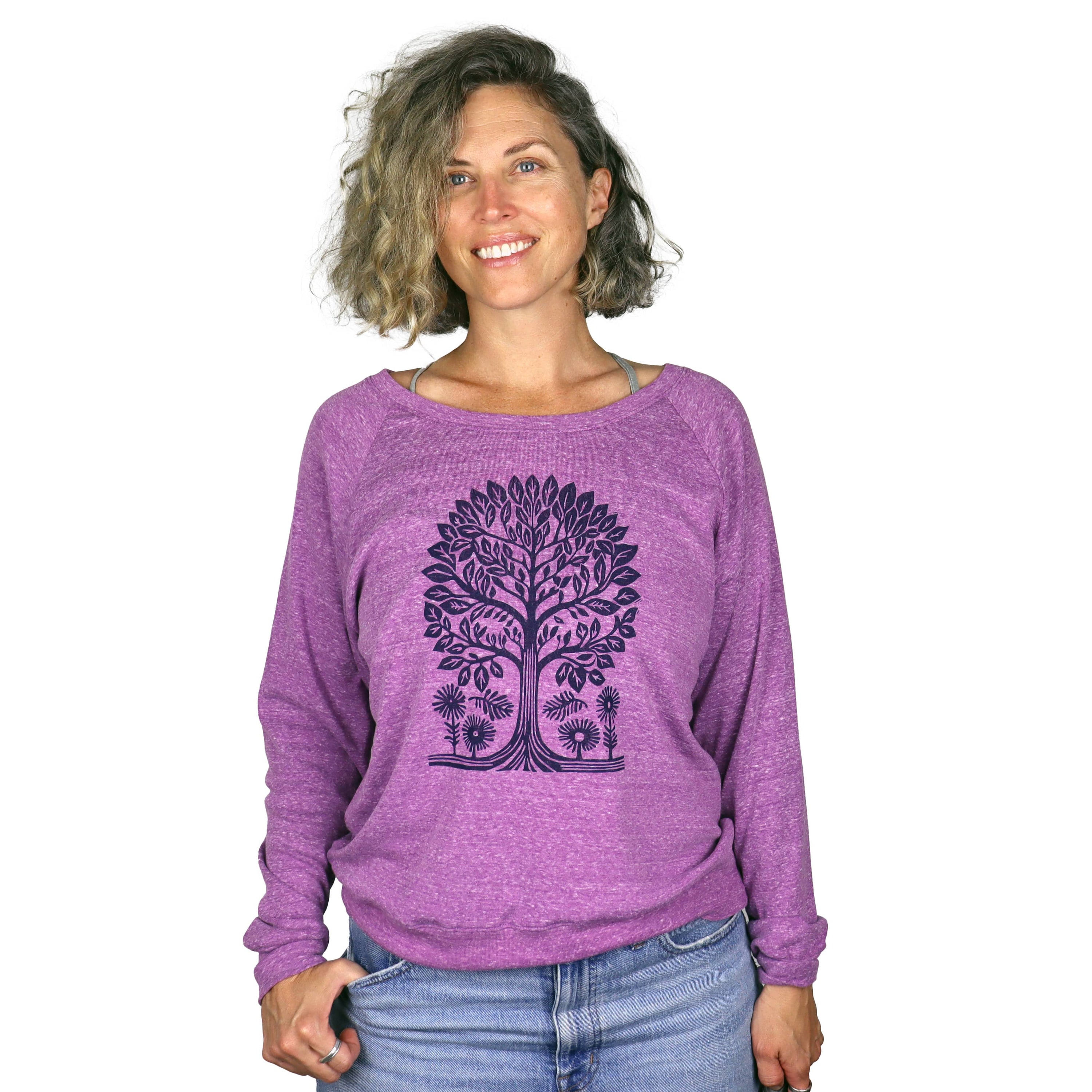 Tree Vol. 2 Feminine Fit Lightweight Raglan Pullover in Heather Lilac