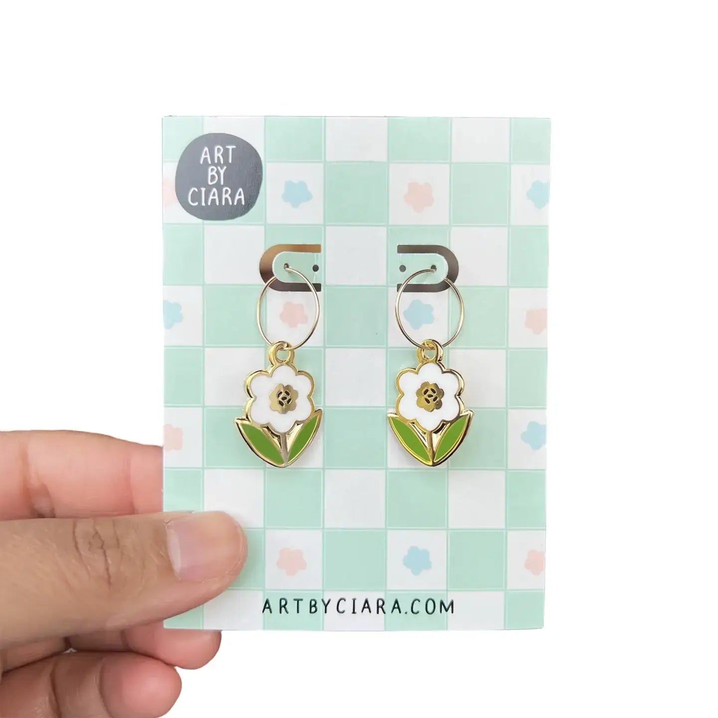 Hoop Earrings with Enamel Charms