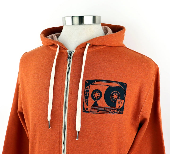 Mixtape Unisex Terry Zip Hoodie in Heathered Burnt Orange