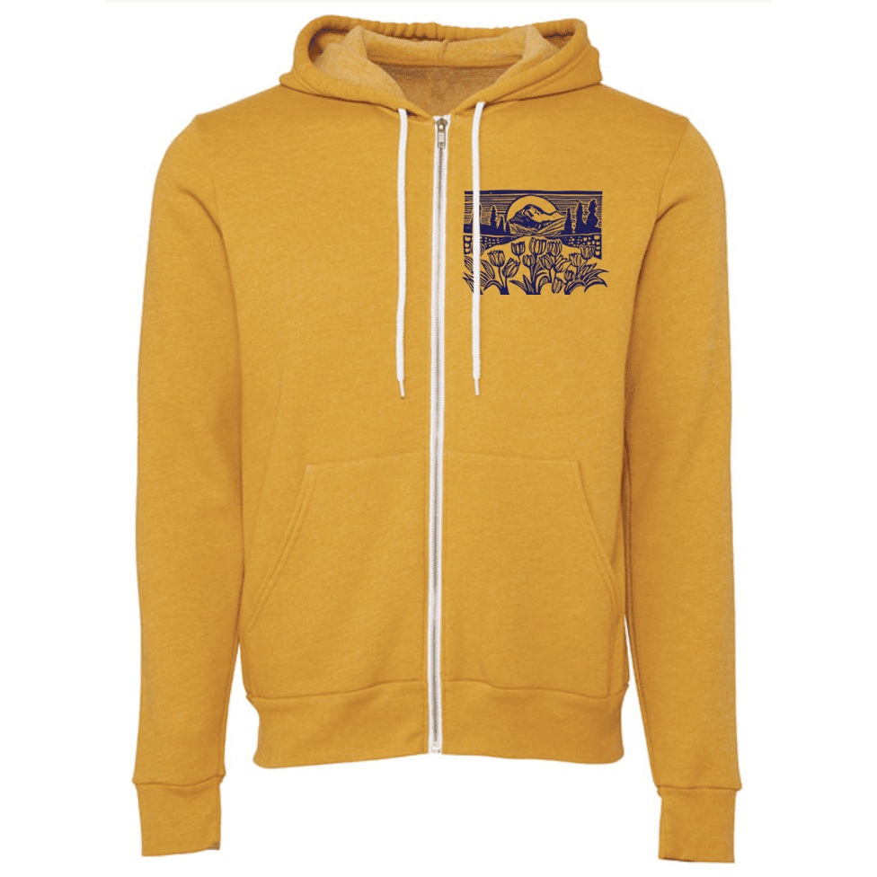 Special Preorder Mountain View Unisex Zip Hoodie in Mustard Yellow