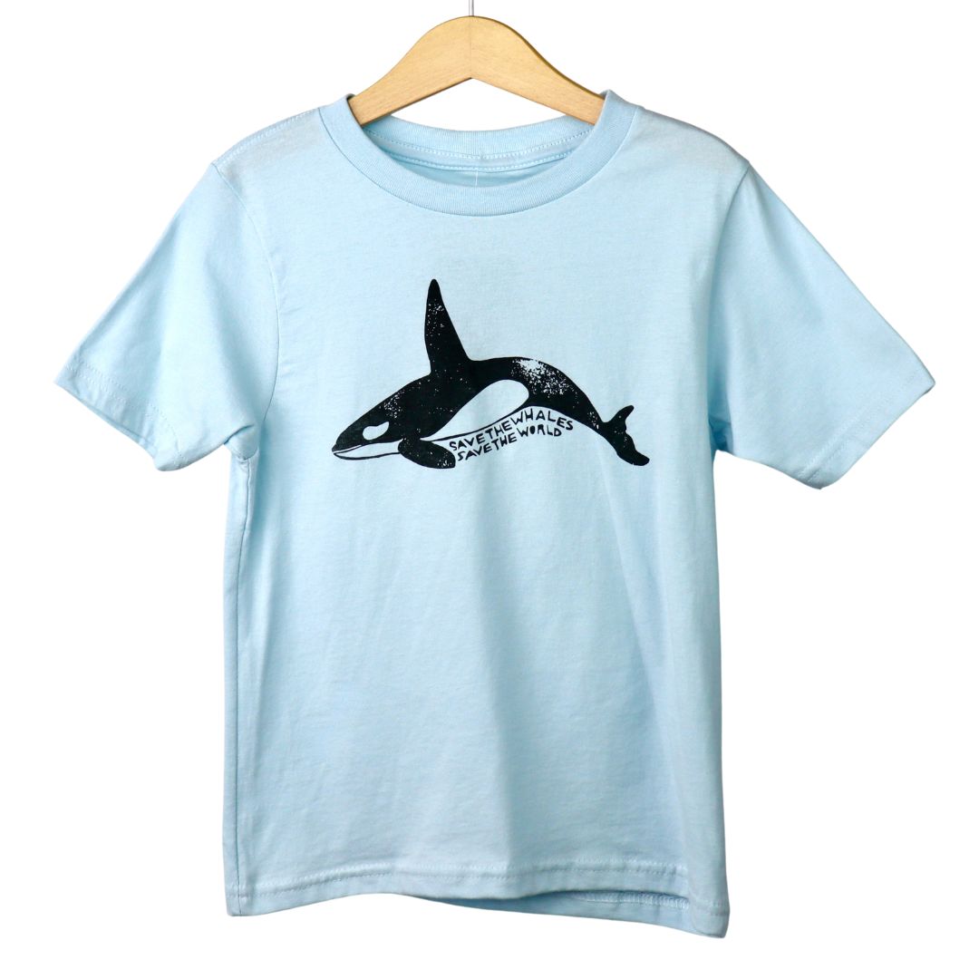 Orca, Save the Whales Kid's Tee in Light Blue