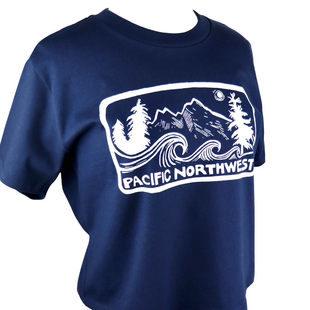 Pacific Northwest 2.0 Feminine Fit Cotton Boxy Tee in Navy
