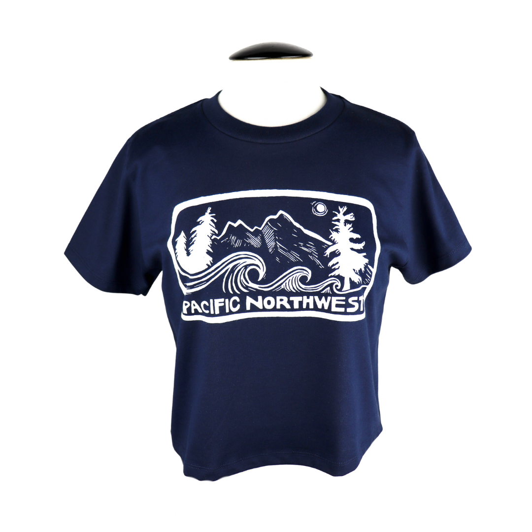 Pacific Northwest 2.0 Feminine Fit Cotton Boxy Tee in Navy