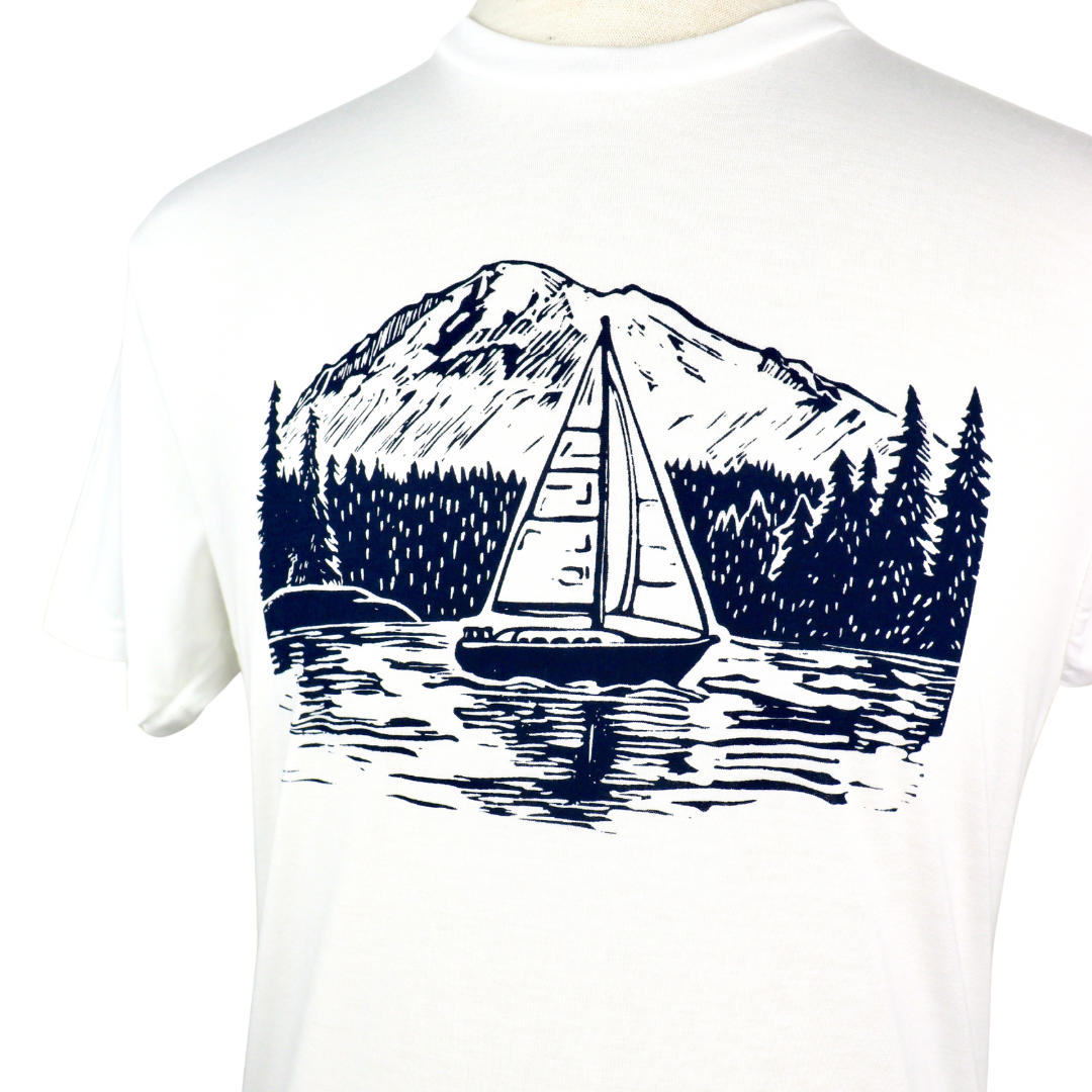 PNW Sailboat Unisex Triblend Tee in White