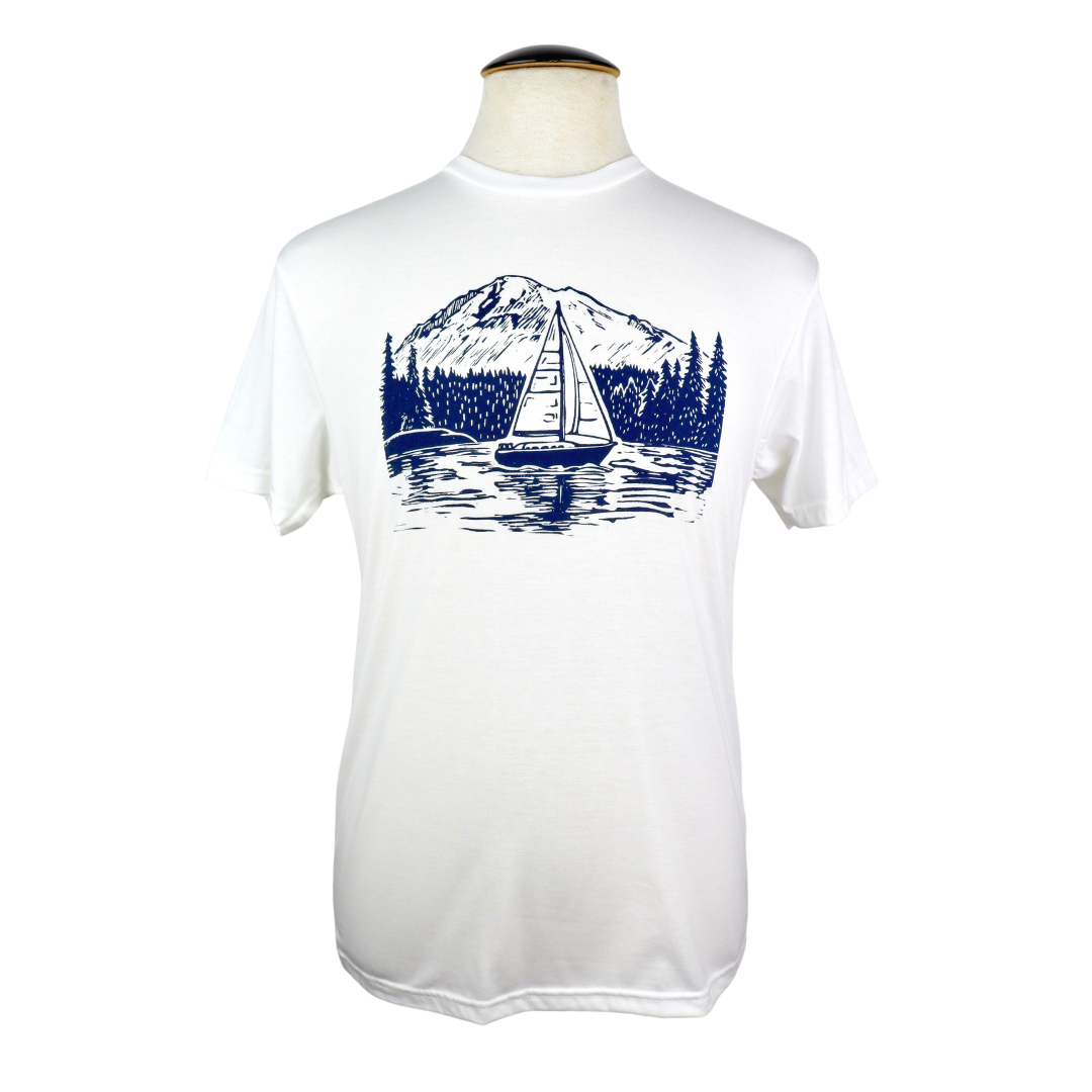 PNW Sailboat Unisex Triblend Tee in White