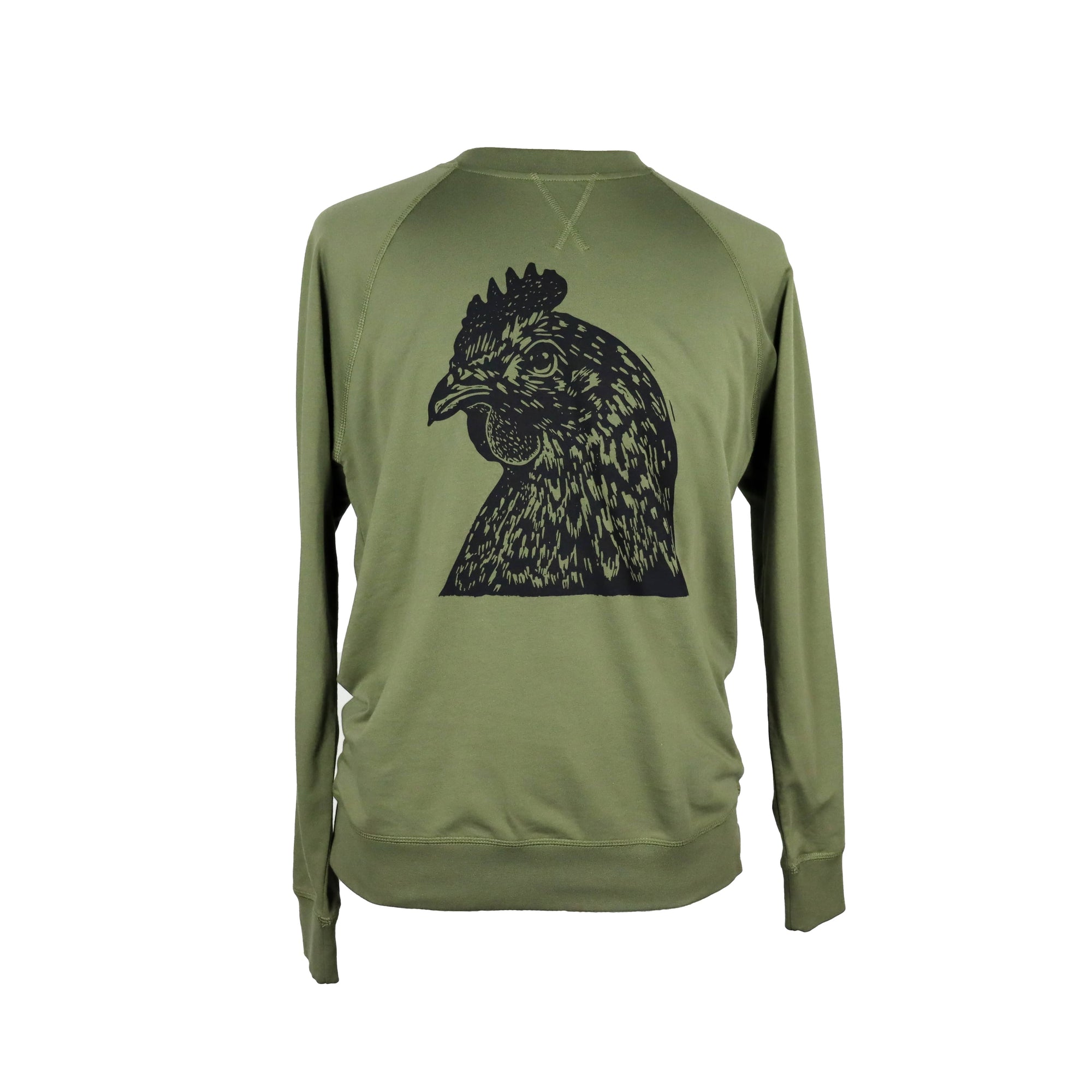 Pretty Chicken Unisex French Terry Crewneck in Olive
