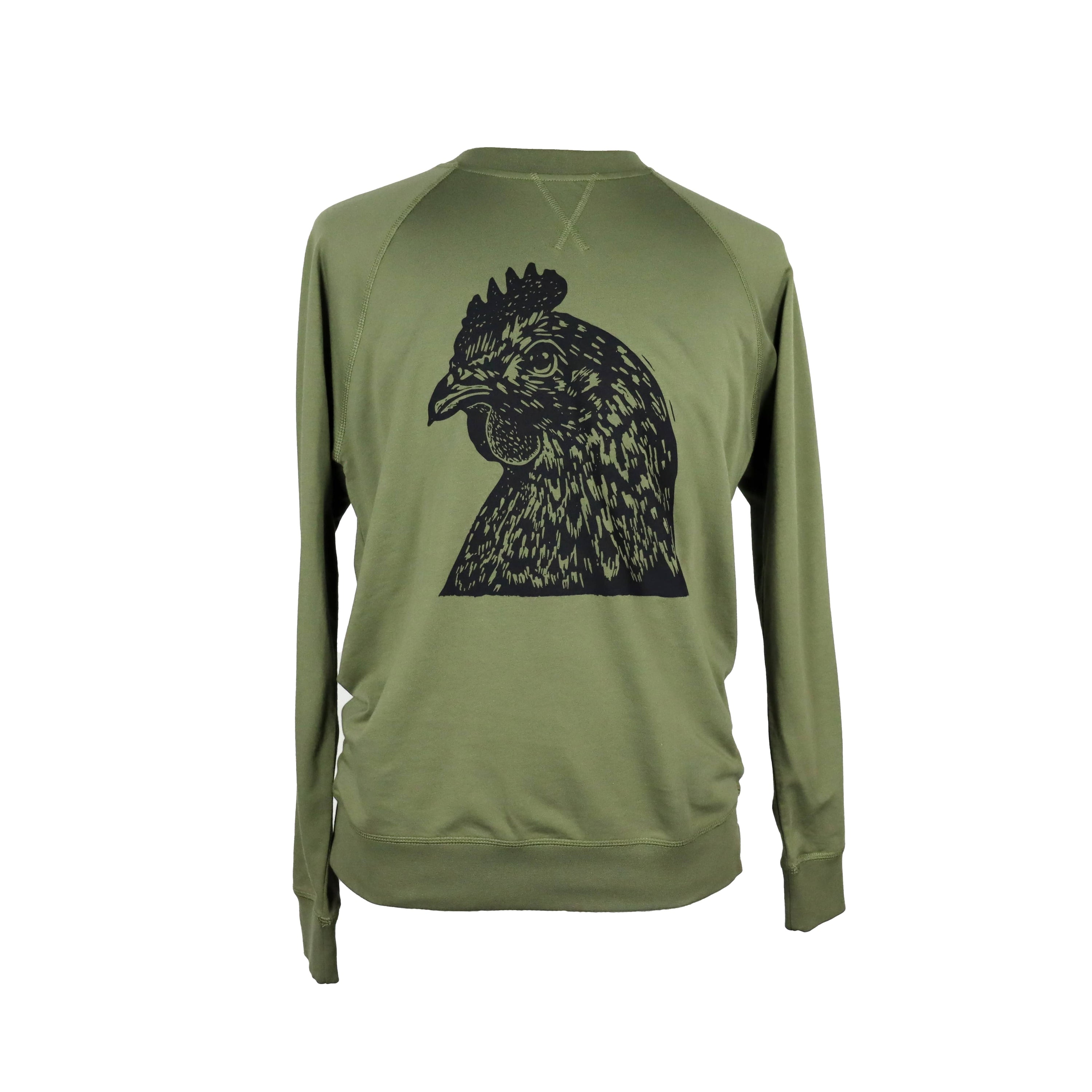 Pretty Chicken Unisex French Terry Crewneck in Olive