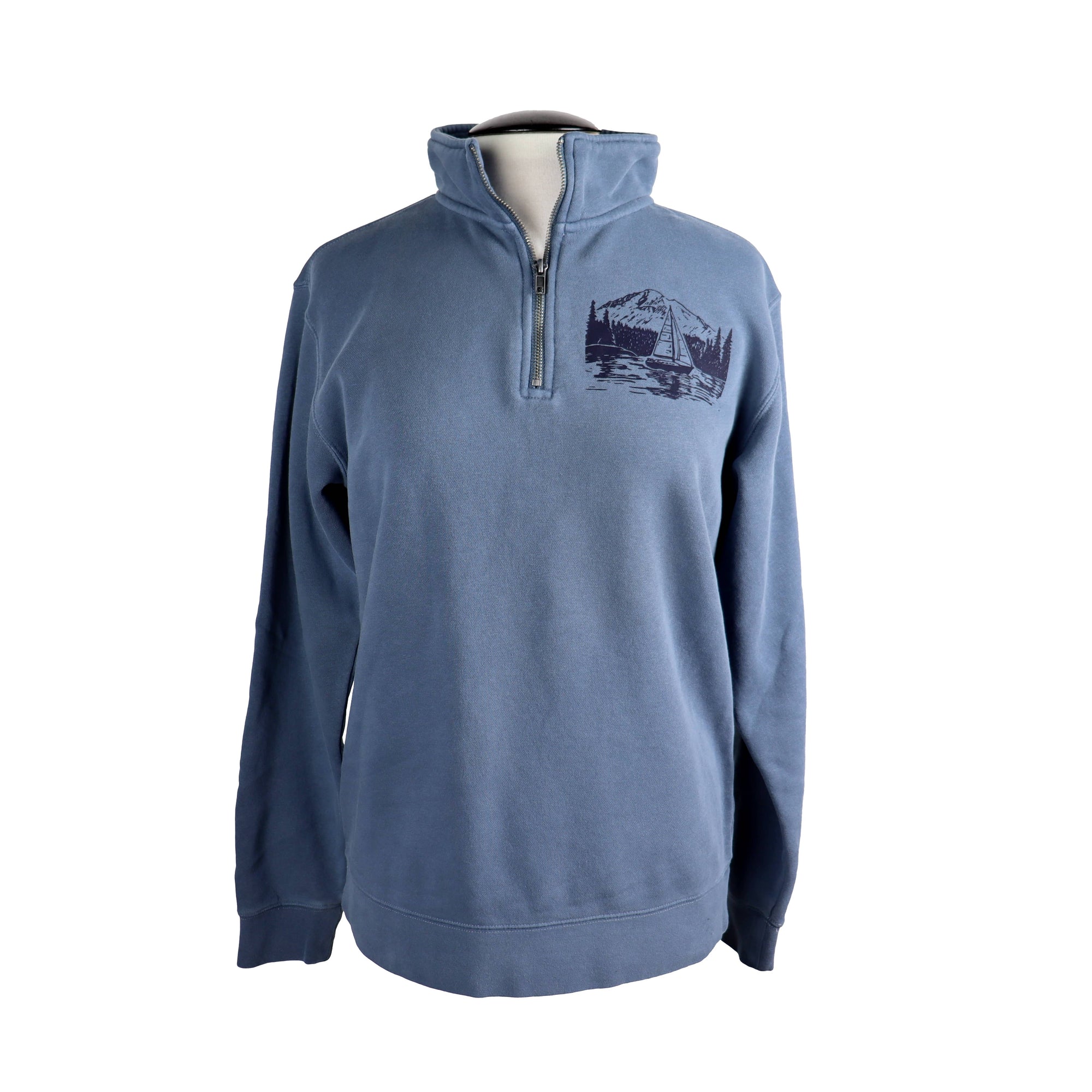 PNW Sailboat Unisex Quarter Zip in Slate Blue