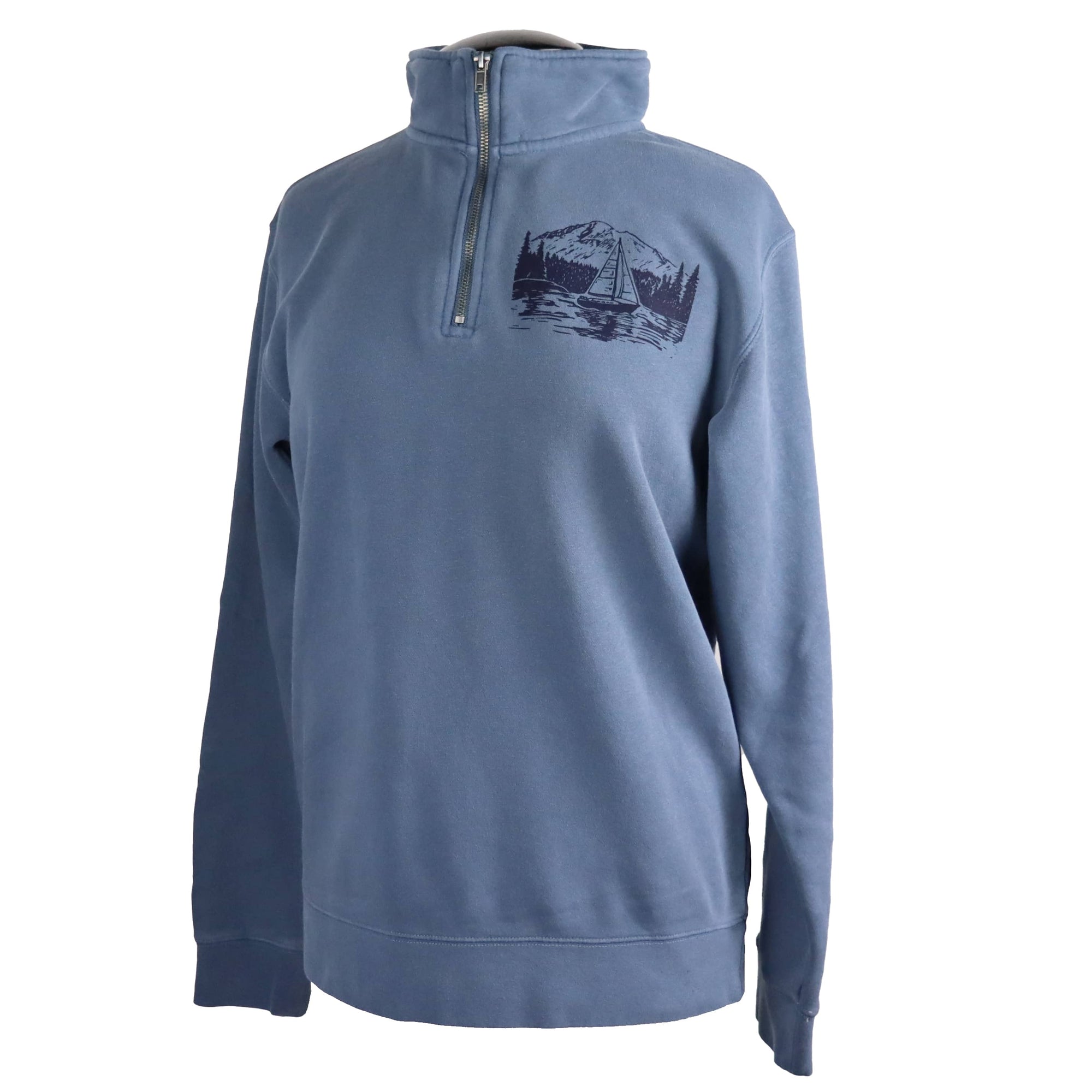 PNW Sailboat Unisex Quarter Zip in Slate Blue