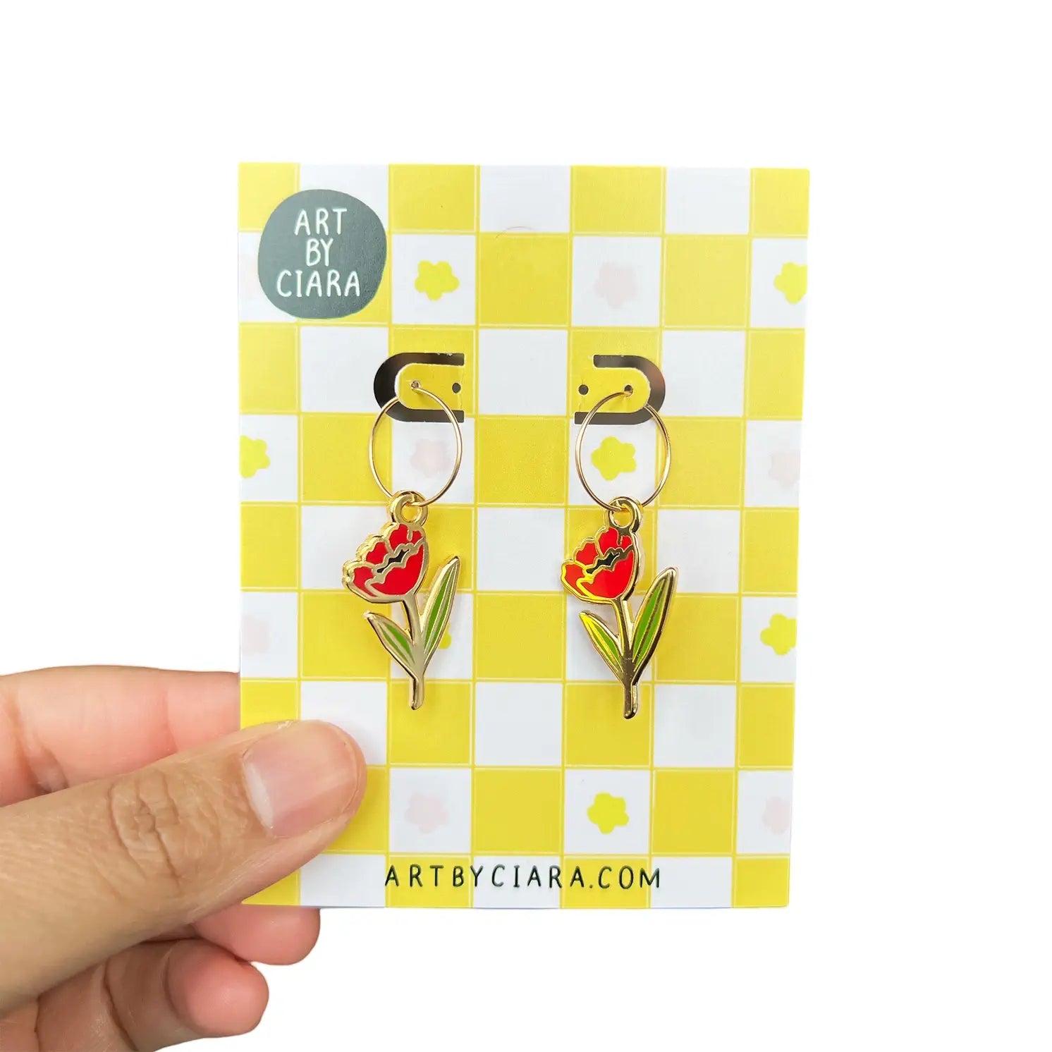 Hoop Earrings with Enamel Charms