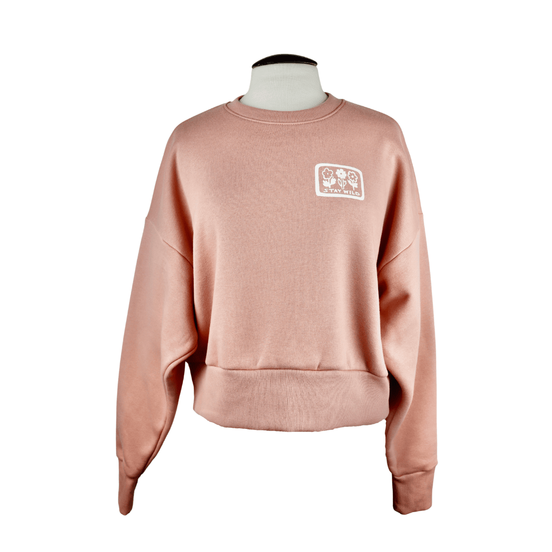 Stay Wild Feminine Heavyweight Cropped Sweatshirt in Desert Pink