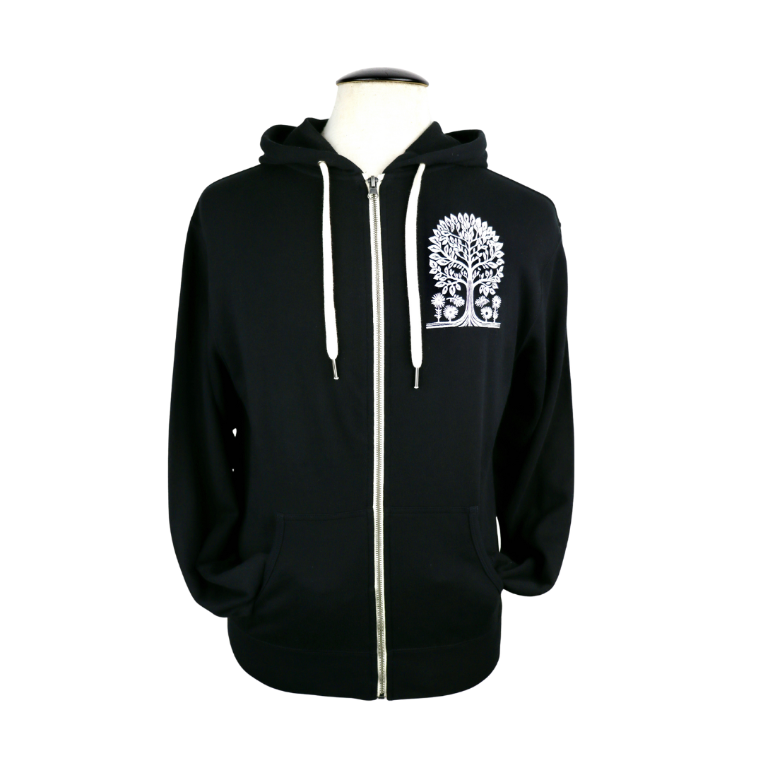 Tree vol. 2 Unisex Terry Zip Hoodie in Black