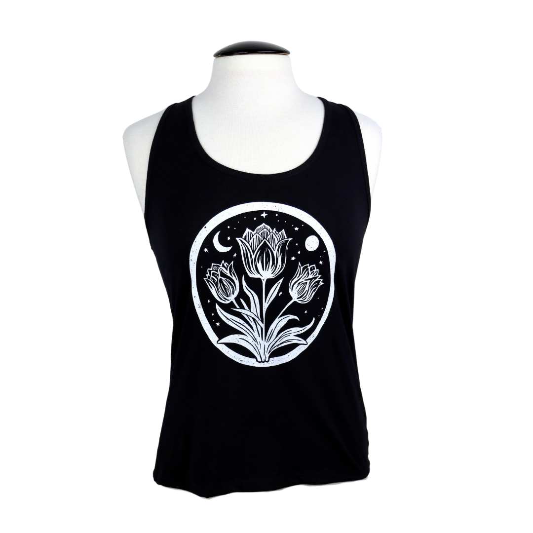 Tulip Moon Feminine Fit Cotton Tank in Black