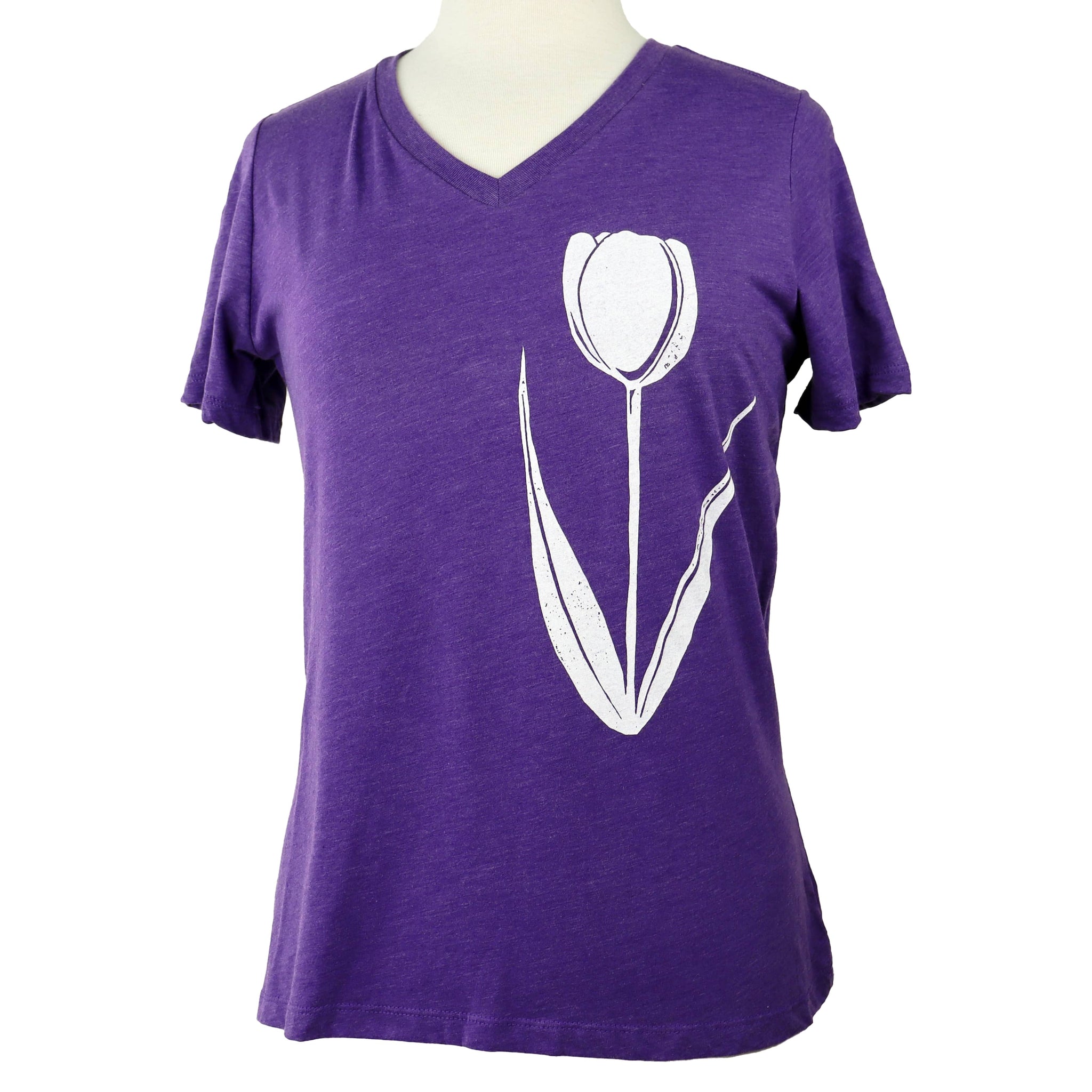 Tulip Feminine Fit Triblend V-Neck Tee in Heathered Purple