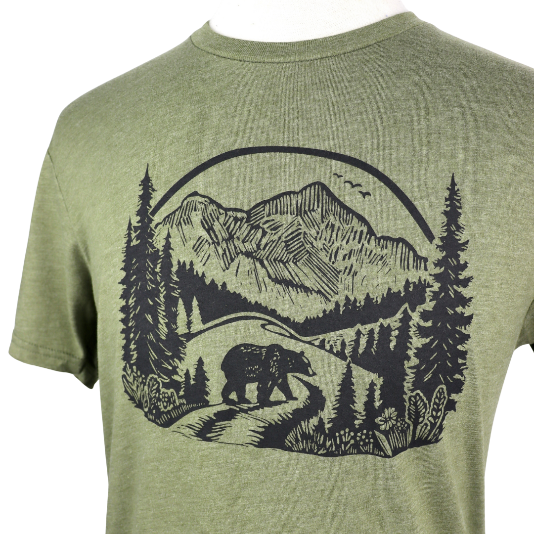 Wilderness Bear Unisex Triblend Tee in Olive