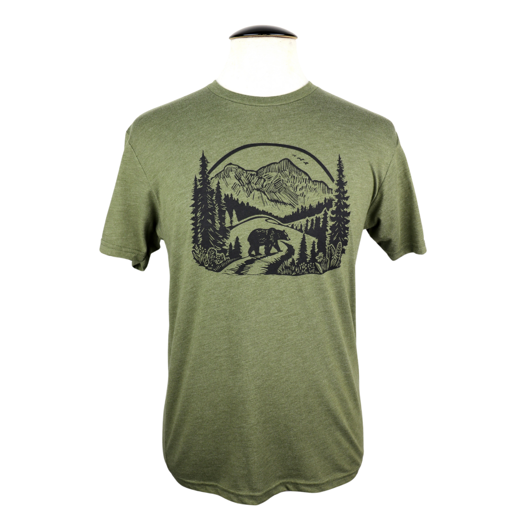 Wilderness Bear Unisex Triblend Tee in Olive