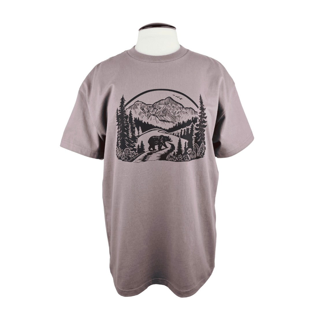 Wildernesss Bear Unisex Cotton Tee in Taupe