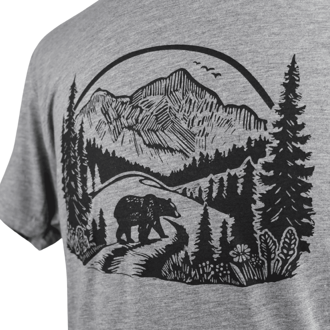 Wilderness Bear Unisex Triblend Tee in Grey