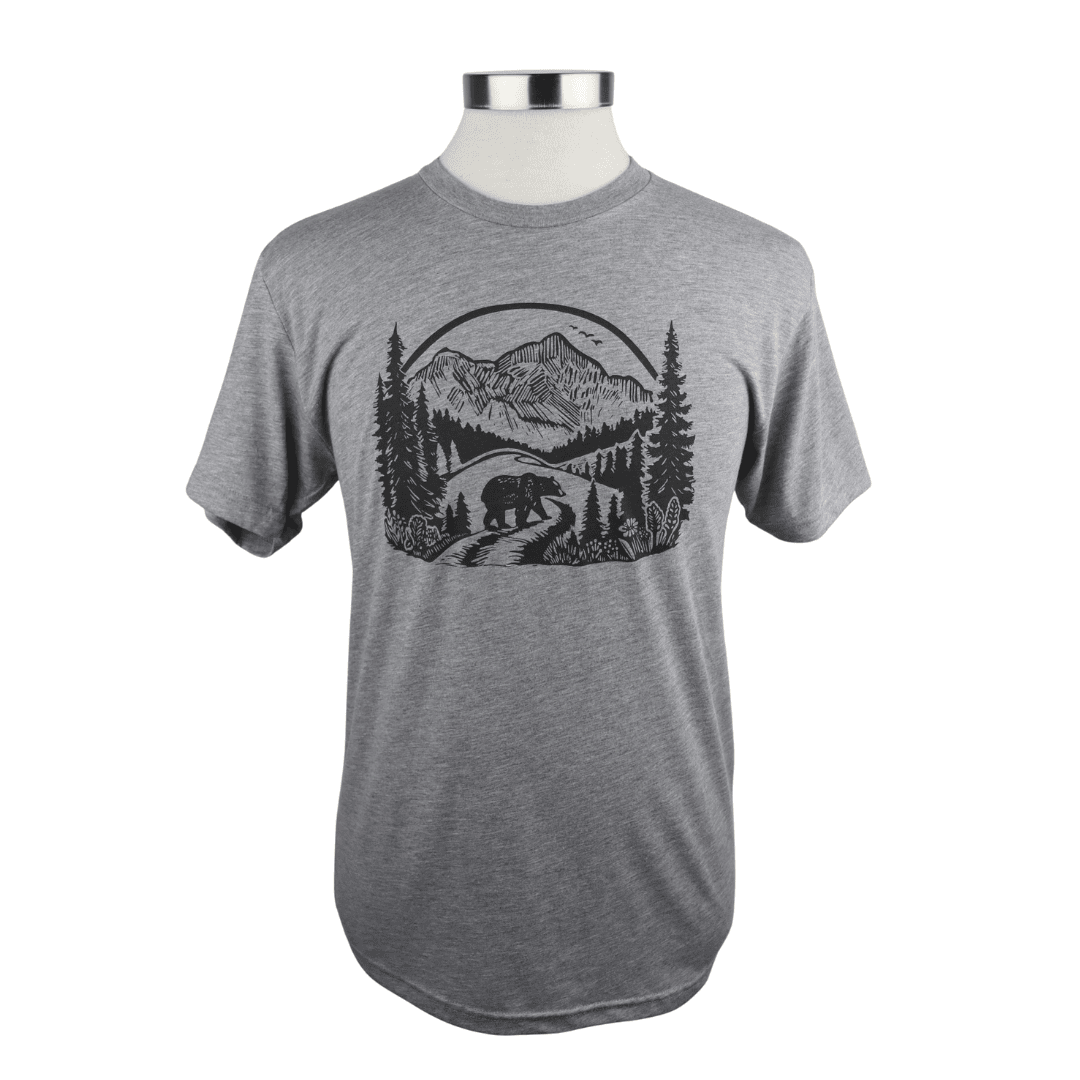 Wilderness Bear Unisex Triblend Tee in Grey