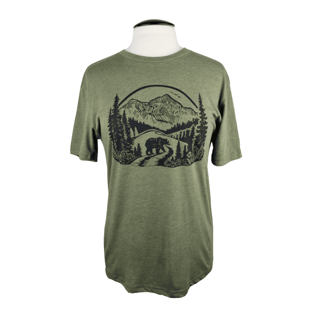 Wilderness Bear Unisex Triblend Tee in Olive