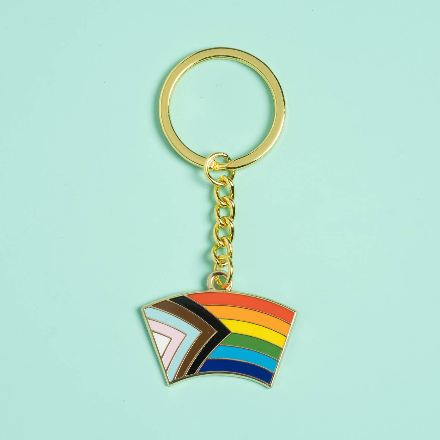 Progress Pride Flag Keychain by Dissent Pins