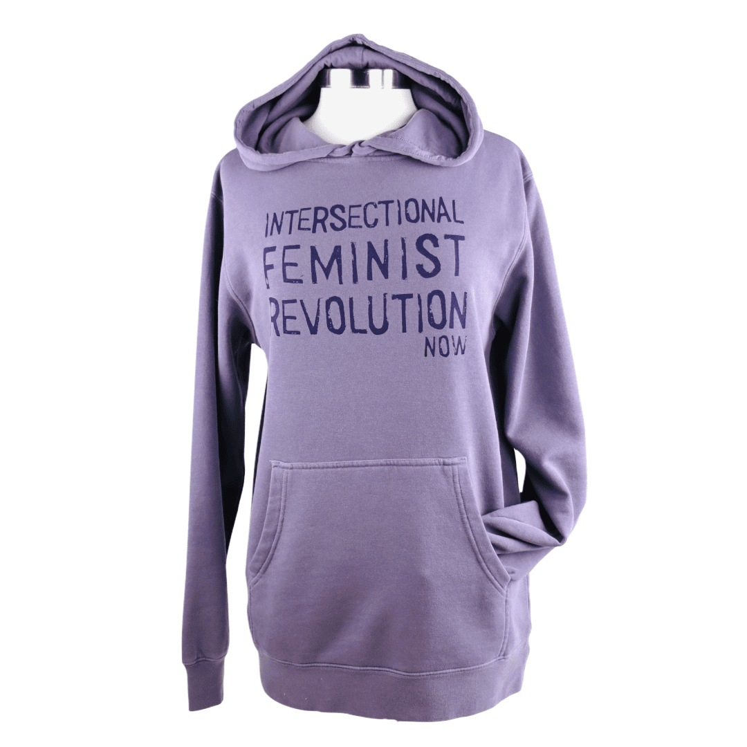 Intersectional Feminist Revolution Unisex Vintage-Style Hoodie in Washed Purple