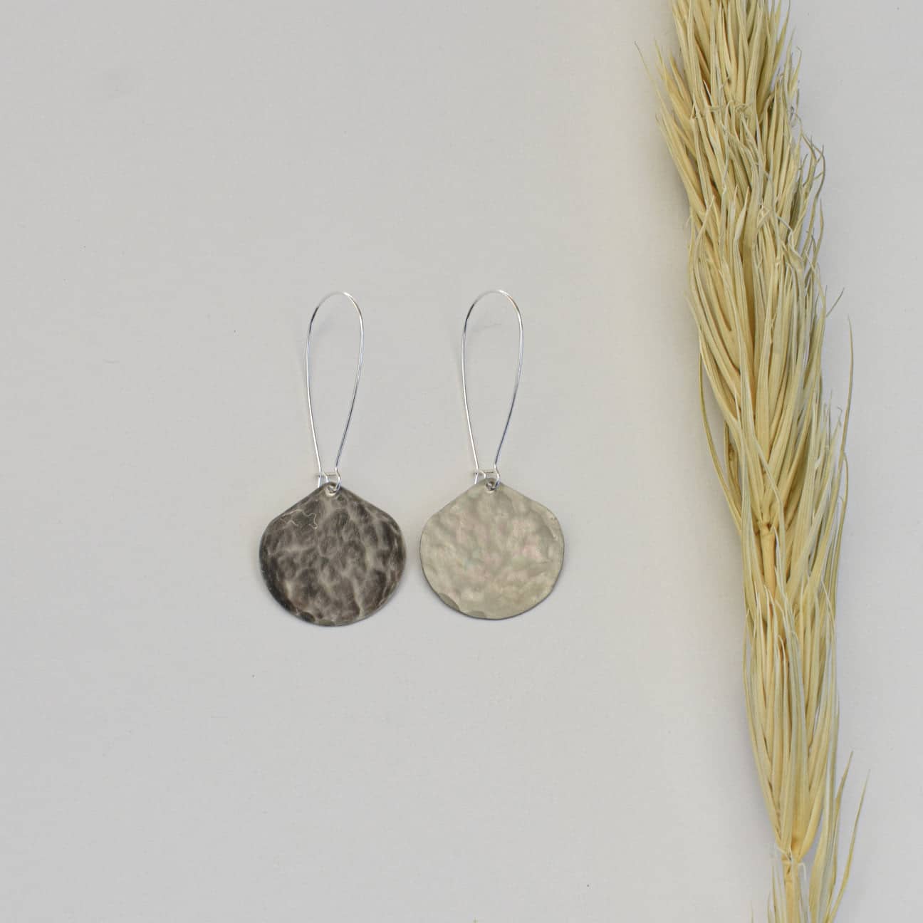 Moon Drop Hammered Metal Earrings